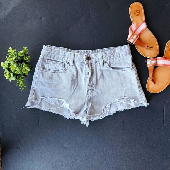 Free People Grey Cuttoff Jean Shorts - Picture 1 of 10